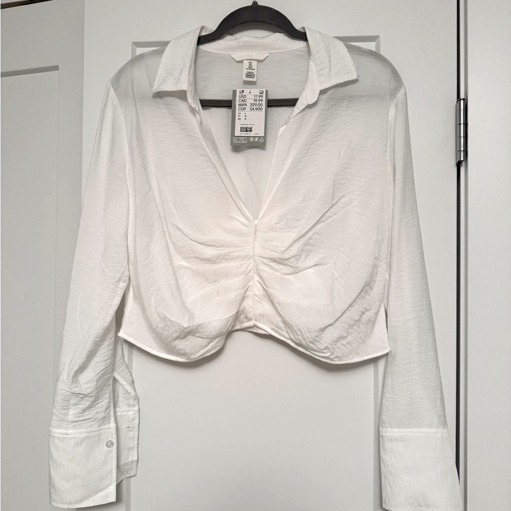 BNWT H&M cropped white blouse